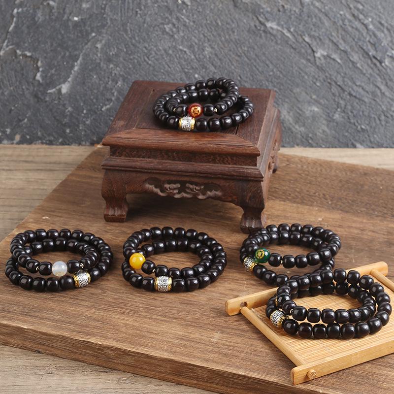Natural Bodhi Five Elements Buddha Bead Bracelet - Unisex Lucky Wenwan Gift