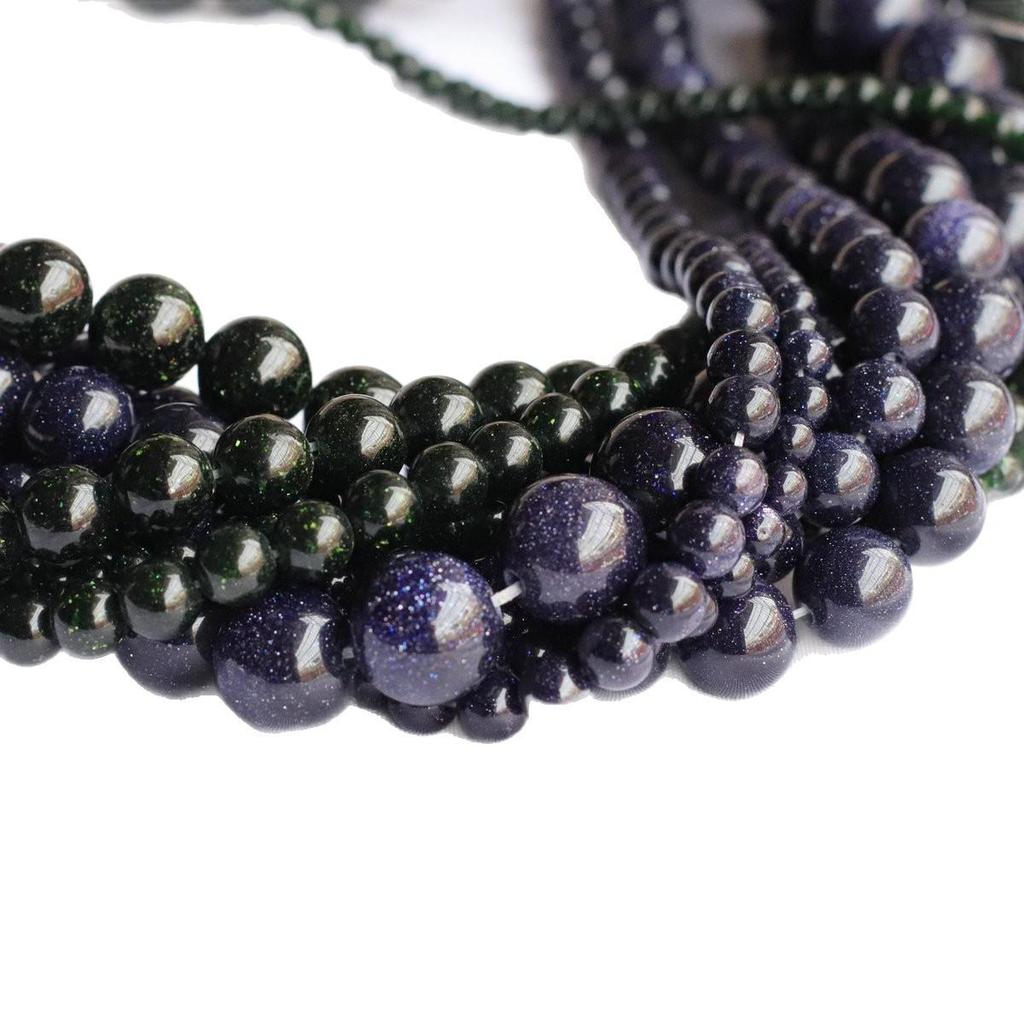 Green Sandstone & Blue Sandstone Round Beads (4-14mm) for DIY Jewelry Making