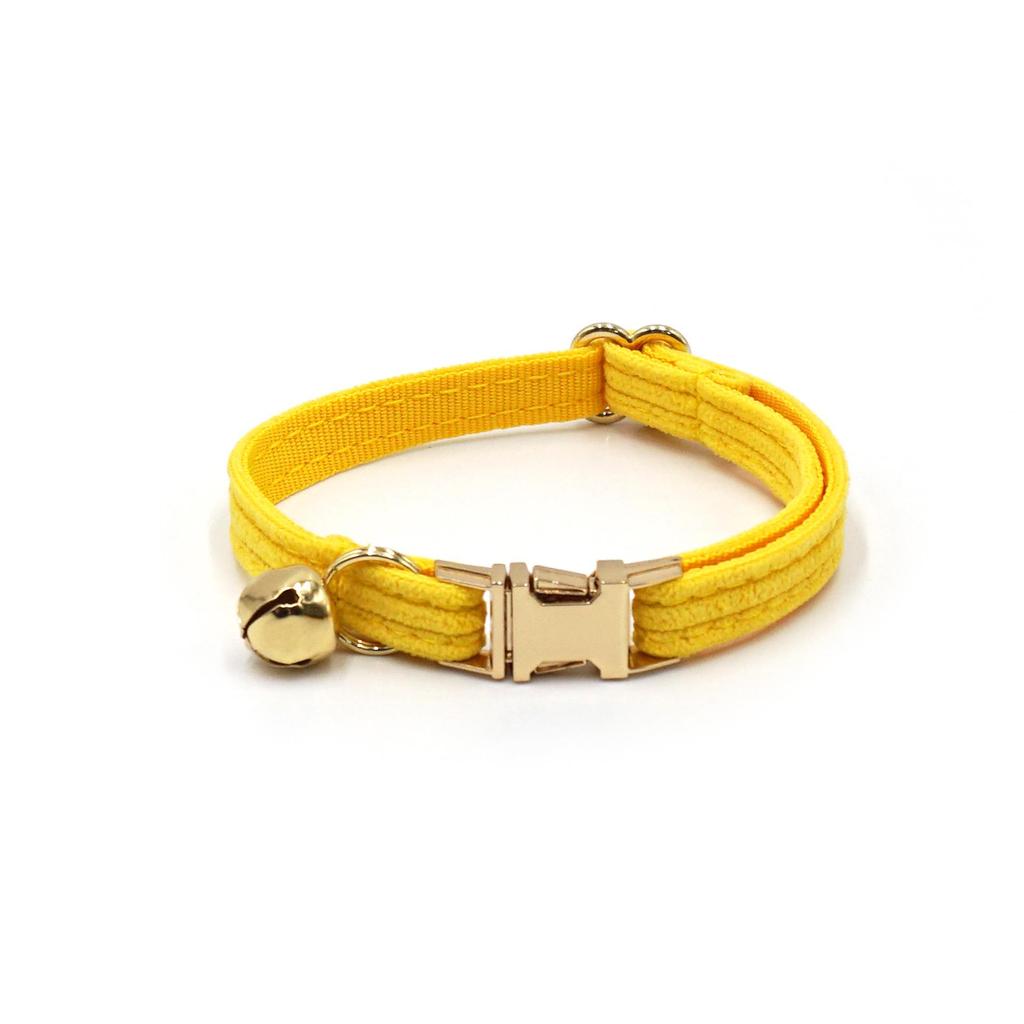 Chic Multi-color Corduroy Cat Collar with Engravable Zinc Alloy Buckle