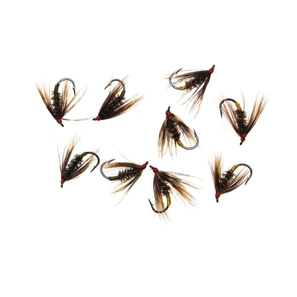 6PCS 12# Peacock Soft Hackle Copper Wire Wet Fly Nymph Rib Artificial Insect Baits Trout Bass Grayling Fishing Lures