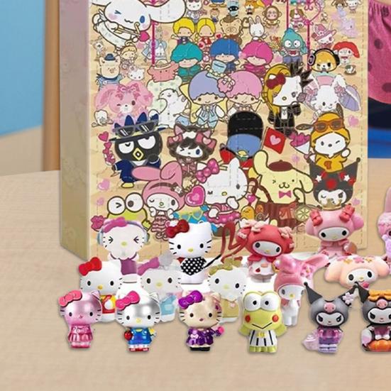 Weihnachts-Countdown-Kalender, Blindbox mit 24 Taschen, Zahlen 1 bis 24, Cartoon-Tierfigur, Geschenkbox, 24 Tage, Weihnachts-Adventskalender
