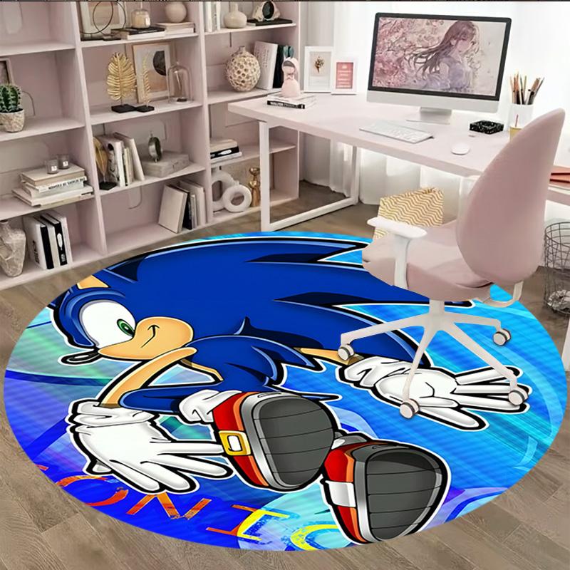 1pc Sonic4 Print Round Carpet Chair Round Carpet Suitable for Bedroom Living Room Home Decorative Carpet