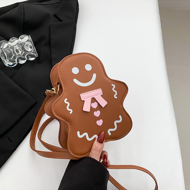 

Новая женская сумка Kawaii, сумка с мультяшным принтом, женская сумка через плечо, маленькая сумка-кошелек для телефона из искусственной кожи 14.5x7x20cm коричневый