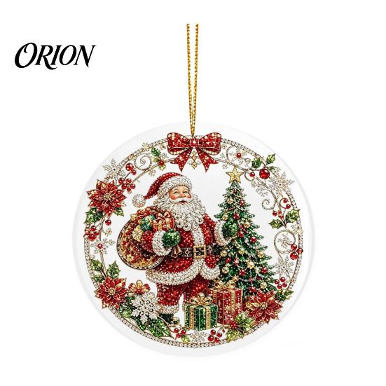 Outdoor Hanging Decor Christmas Acrylic Ornament, 2D Flat Double Side Printed Party Supplies Santa Snowman Pendant for Tree Window, Festive