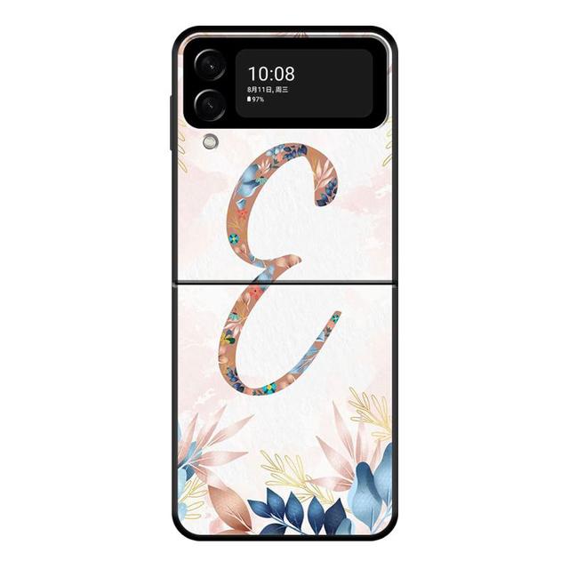 Floral Pattern Leaf Letter Art Phone Case For Samsung Galaxy Z Flip 4 Z Flip3 5g Shell For Galaxy Z Flip Hard Cover Couqe