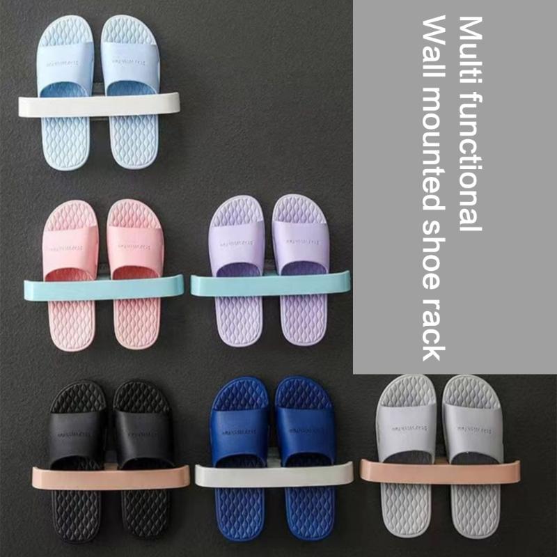 Plastic Wall Mount Shoe Holder 5Pcs No Drill Installation Water Resistant Design Slipper Hanger Rack for Modern Homes