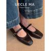 Sheepskin version~ Leather bow French word belt Mary Jane shoes women's retro flat ballet single shoes evening shoes