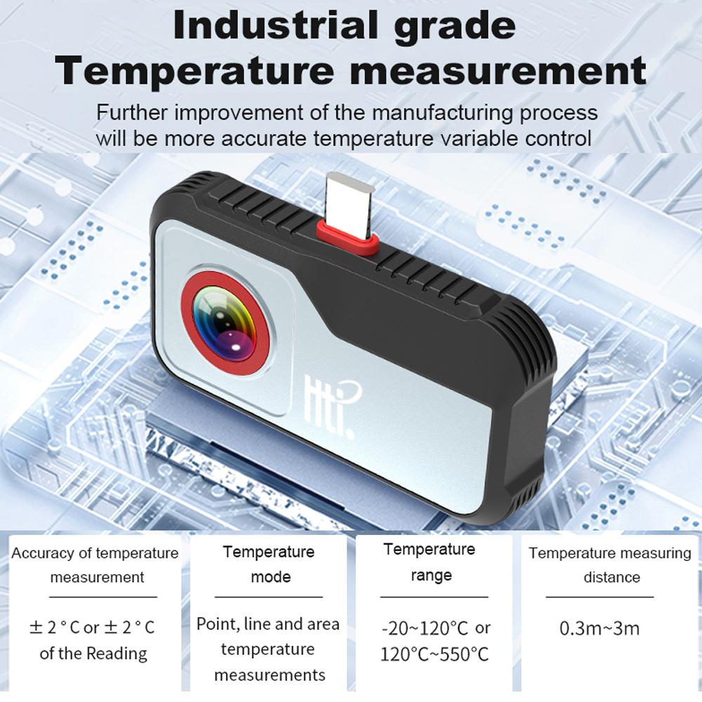 256*192   Mobilephone Thermal Imager -20 to 550 Temperature Msurement 25Hz Infrared Camera Detail Enhancement 8 Color   Design 3 Language N