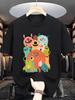 Cartoon Monster Graphic Print Men'S Round Neck T-Shirt, Fun And Cute Casual Top, Essential for Spring Summer Outdoor Tra
