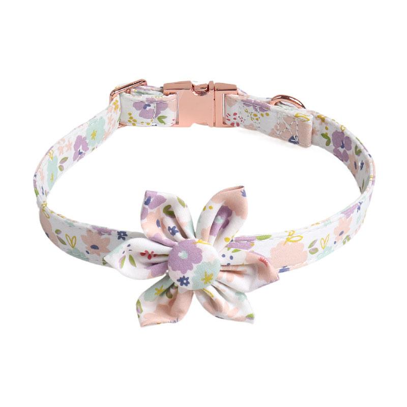 New Floral Dog Collar Rose Gold Sunflower Bow Pet Collar for Dogs Cat Collar Cat Harness Dog Clothes Dogs Accessoires Pet