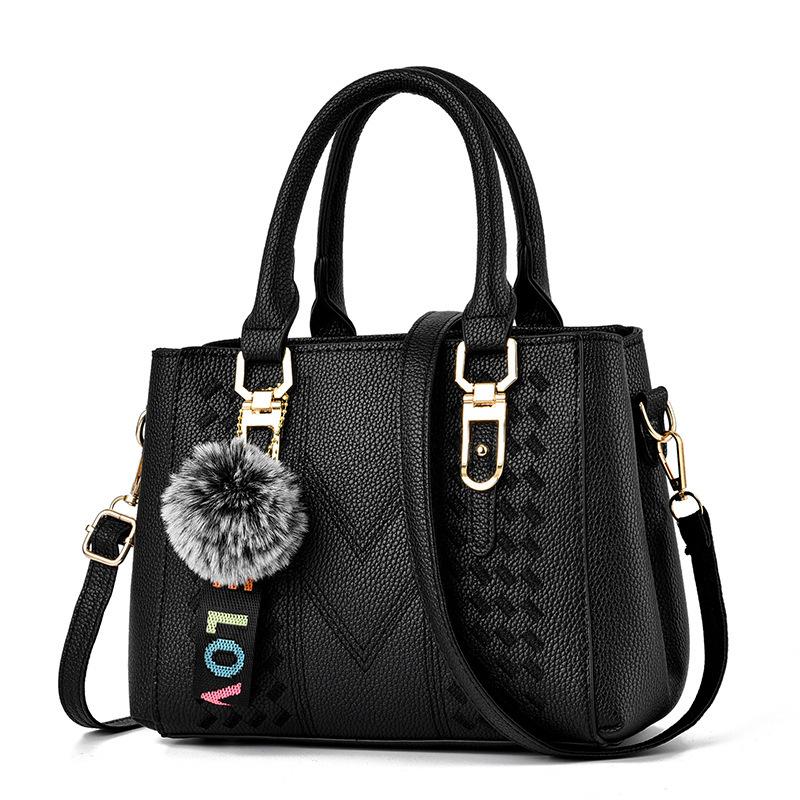 Bags women's new trendy European and American handbags hairball pendants simple shoulder messenger bags women's bags