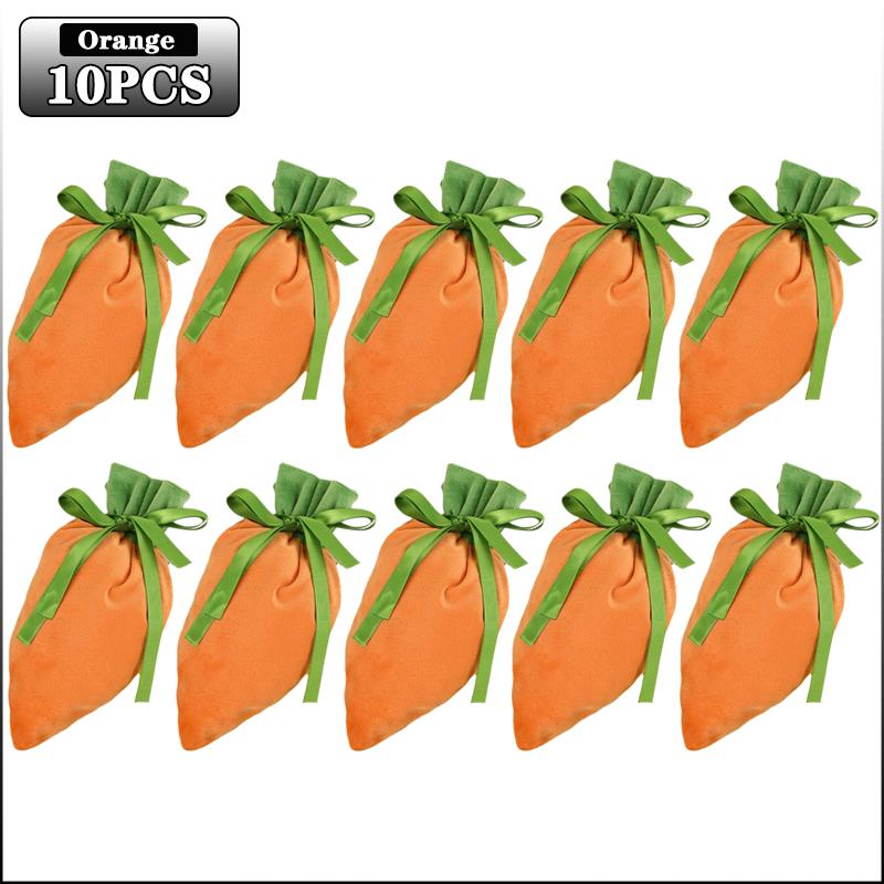 Easter Carrot Gift Bags Polyester Candy Packaging for Holiday Gifts Storage Decoration Easter Candy Bags Easter Decorations