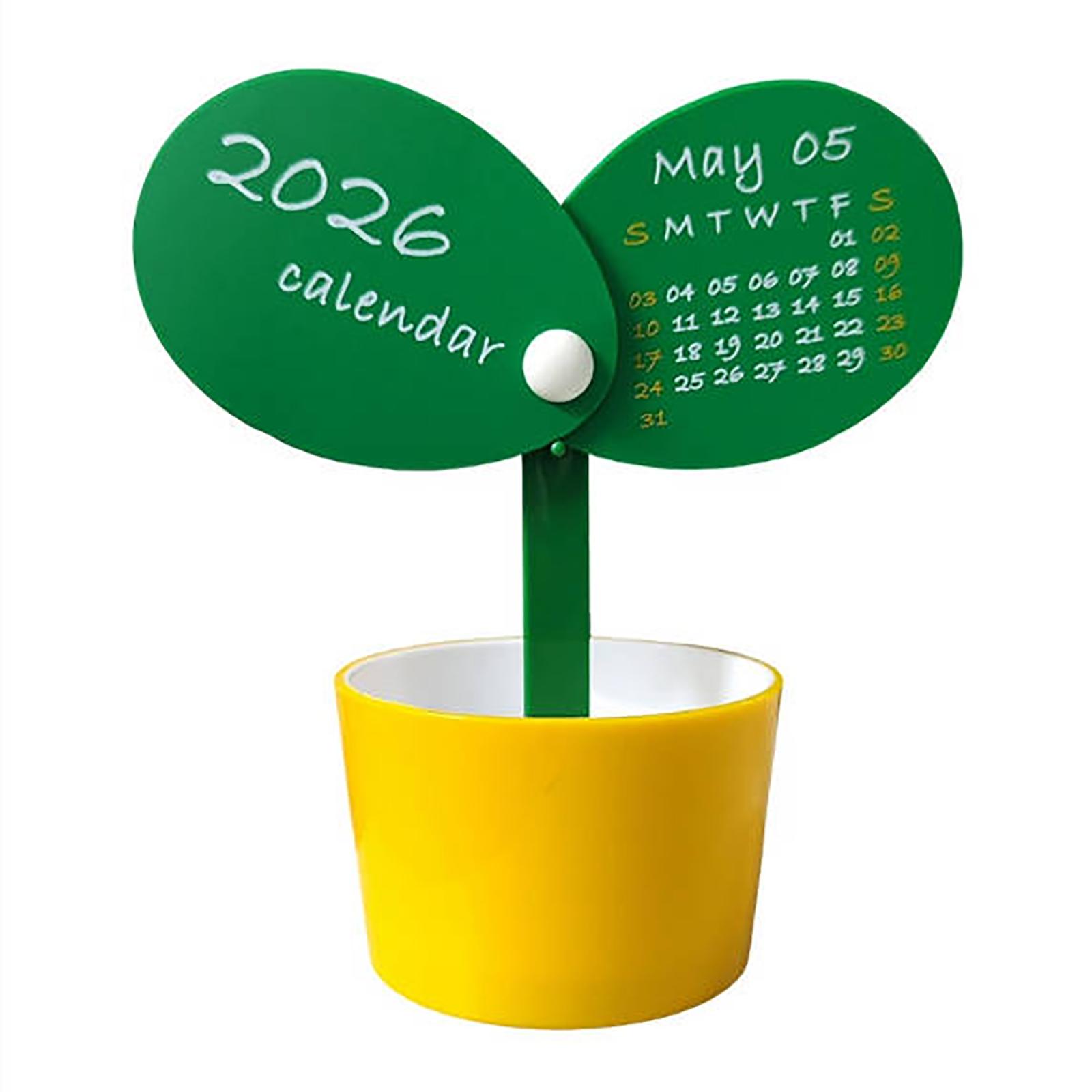 

2026 Цветочный настольный календарь держатель для ручек с подставкой, настольный календарь креативное украшение, украшение для дома настольный календарь One Size жёлтый
