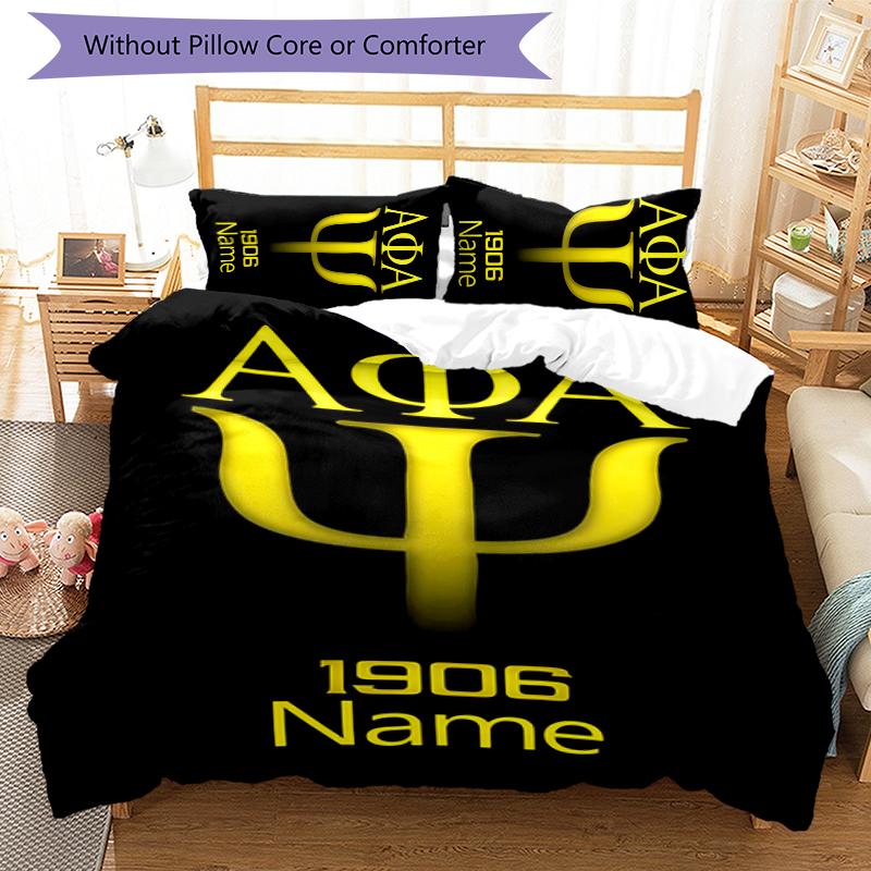 3pcs Custom Name Alpha Phi Alpha Bedding Set Duvet Cover Closure Includes 1 Duvet Cover & 2 Pillowcases for All Seasons Bedroom Decor