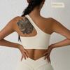 Nude Feel Sports Underwear One Shoulder Yoga Bra Removable Sports Beauty Back Bra Fitness Sports Outer Wear Sloping Shoulder