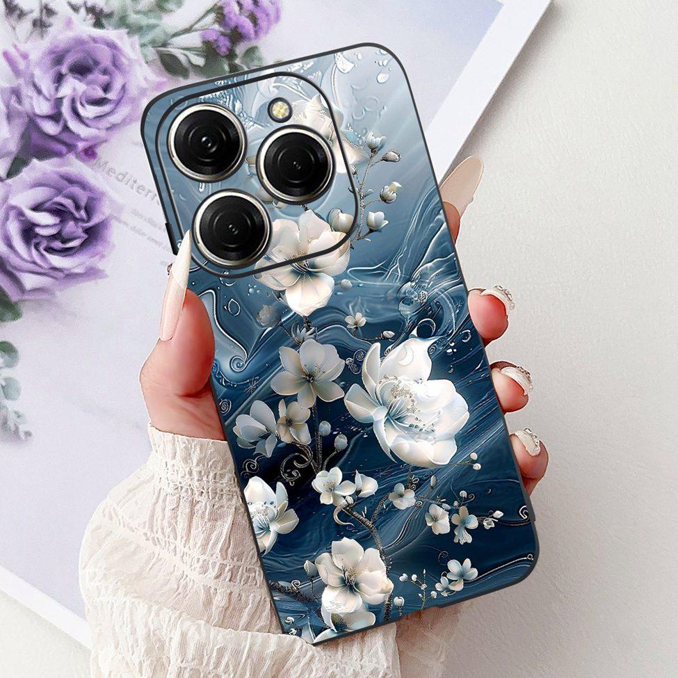 For Techno Spark 20Pro KJ6 Back Cover For Tecno Spark 20 Pro Case Black Silicone Fashion Luxury Cute Cartoon Shockproof Bumper