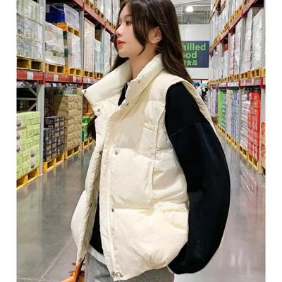 Gilet Largo alla Moda da Donna con Collo Alto e Spesso Cappotto Stile Coreano