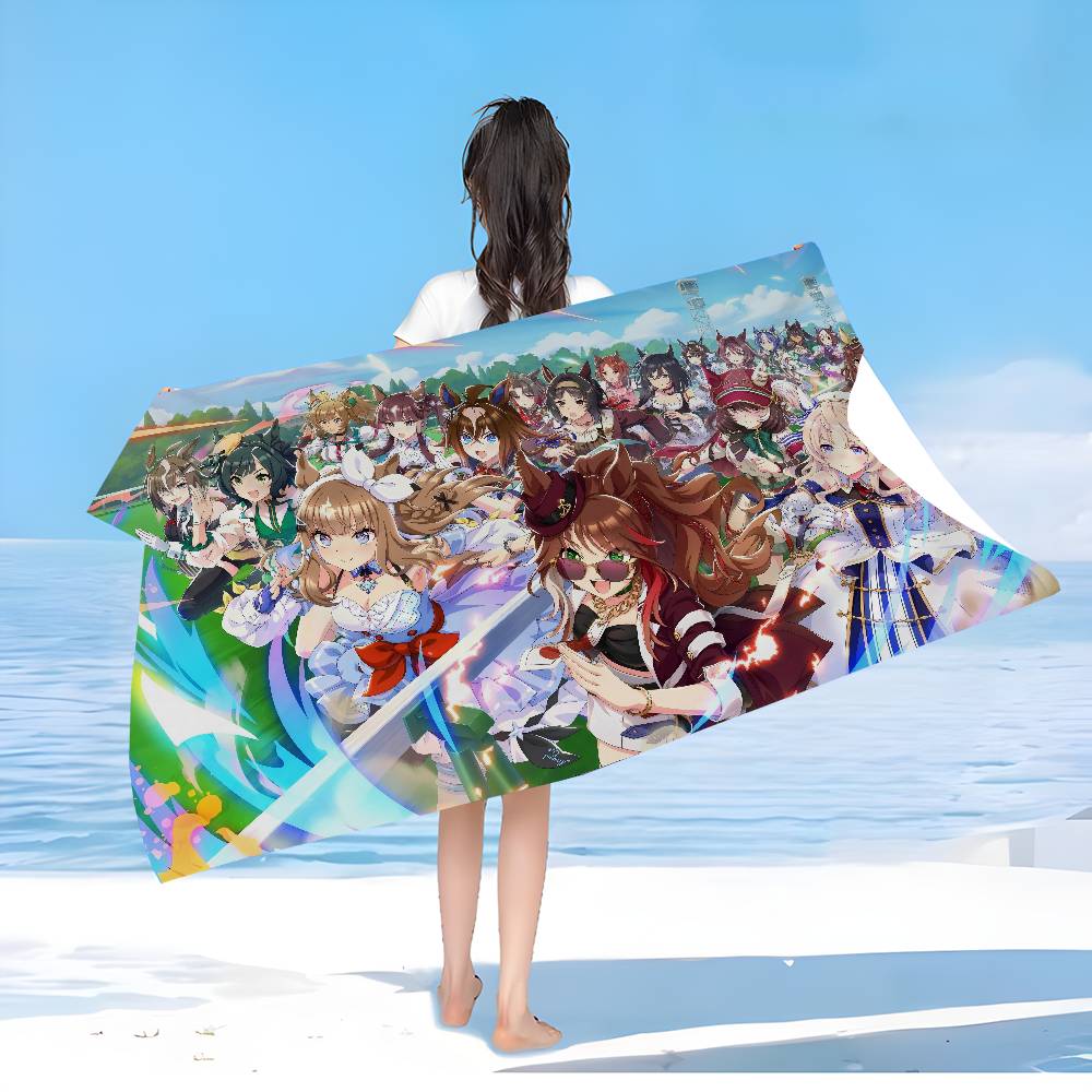 Umamusume Pretty Derby Anime Microfiber Beach Towel Absorbent Quick Dry Soft Yoga Swimming Resort Mountain Climbing Towel