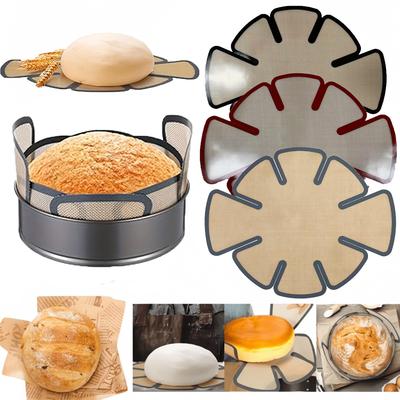 Silicone Bread Tray Liner Reusable Heat-Resistant Baked Bread Baking Tool Equipped With A Safety Edge Handle Fits Round Loaf Pan
