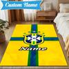 Custom Naam Braziliaans Voetbal Embleem Tapijt Spel Tapijt, Vloermat voor Slaapkamer Woonkamer Entree Tapijt, Huisdecoratie Idee Cadeau voor Kerstmis verjaardag