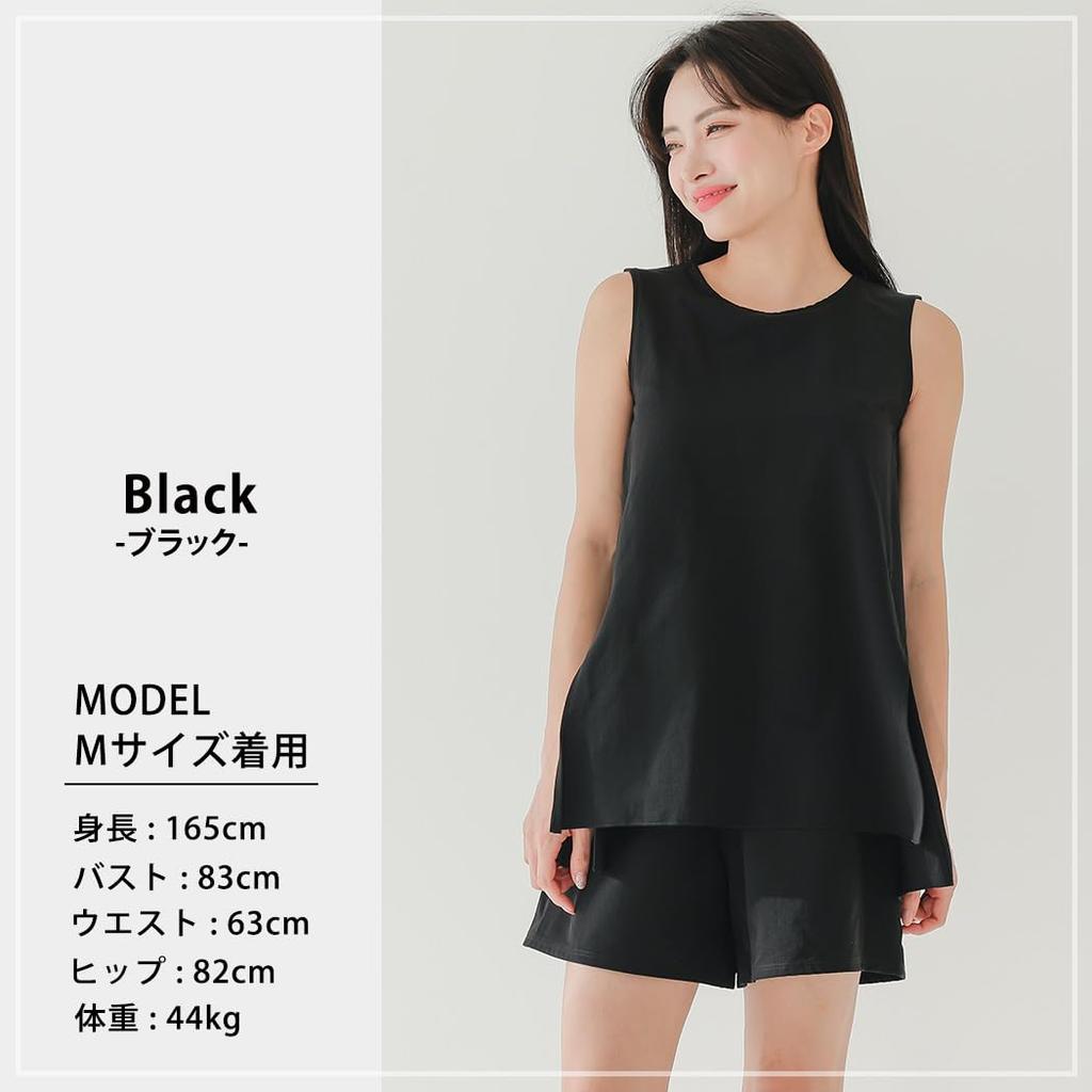 Teddy Women's Two-Piece Swimsuit, Sleeveless Rash Guard and Shorts, UPF 50+, Size M (9), Black, hys3092