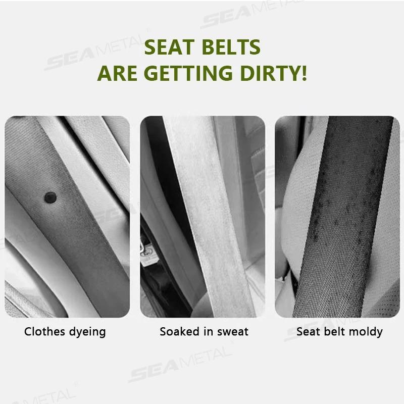 Car Interior Seat Belt Cleaning Special Tool Double-sided U Type Folding Tray Sponge Diamond Brush Seat Belt Handguard
