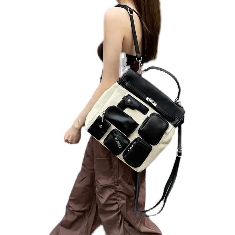 Sac à dos en toile unisexe multi-poches pour moto de créateur, sac d'école, sacs à main, sacs à bandoulière pour femmes, meilleures ventes