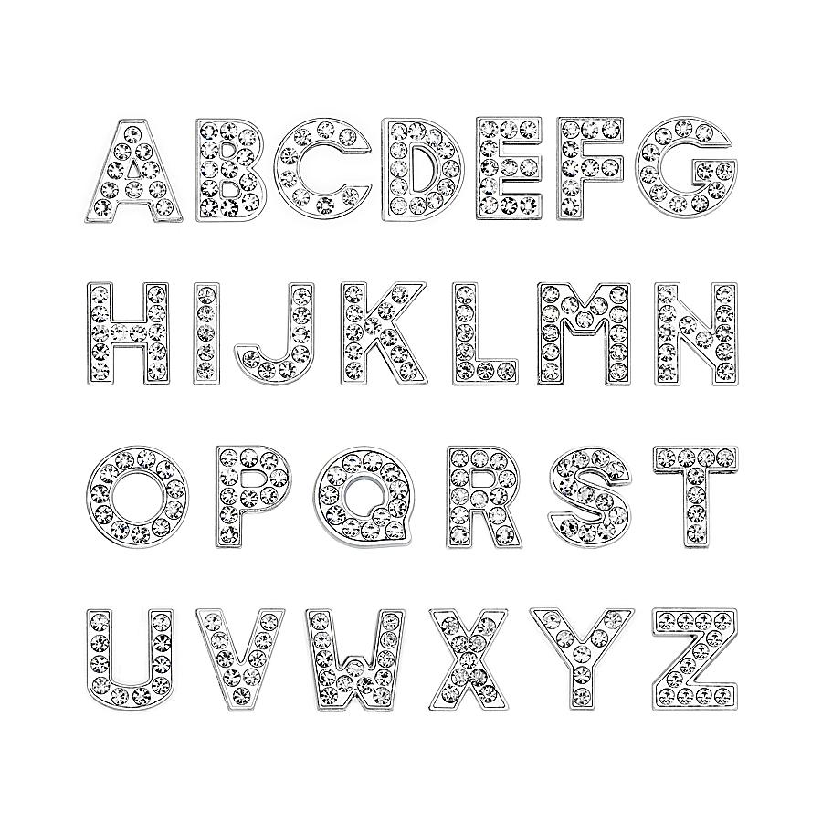 210pcs/lot 8mm Rhinestone Slide Letter Charms Alphabet A-Z For Bracelet Pet Collar Necklace DIY Jewelry Making Accessories