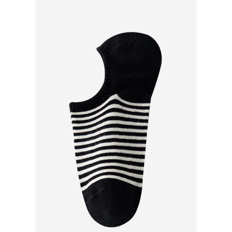 Women's Summer Striped Socks, Sweat-absorbing and Odor-proof Cotton Socks, Non-dropping Heel Invisible Socks, Boat Socks, Short Socks
