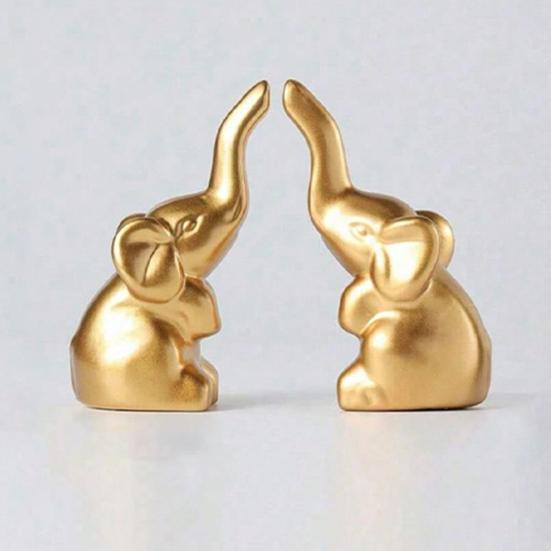 1 Paar Olifant Ornament Hars Beeldje met Omhoogstaande Slurven Decoratief Koppel Beeldje Huis Verjaardag Decor