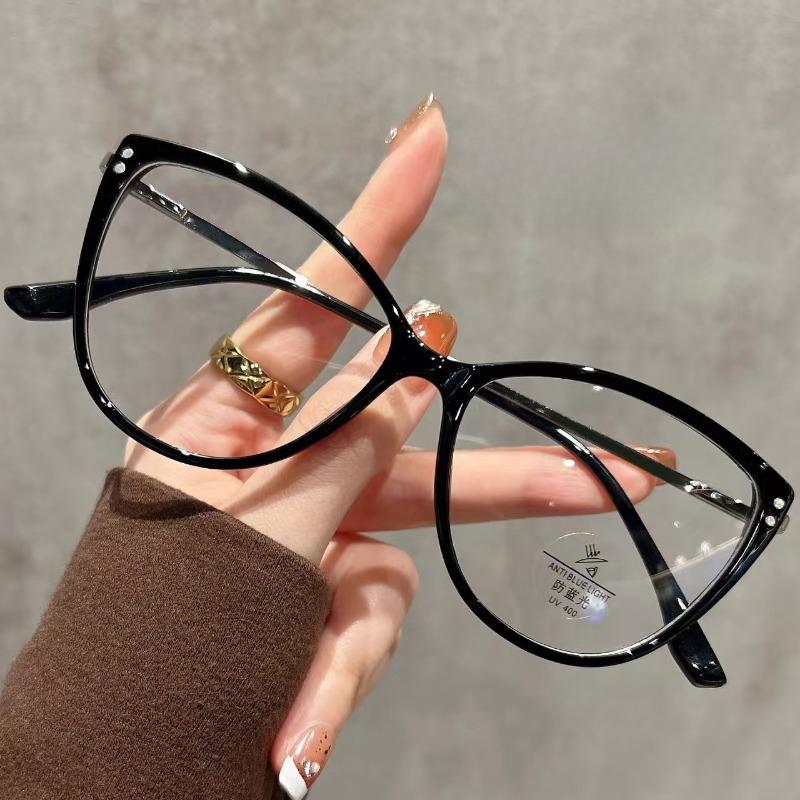 Oversized Cat-Eye Presbyopia Glasses Luxurious Ultra-Lightweight Blue Light-Blocking Women Reader Eyewear Diopter 0 To +4.0