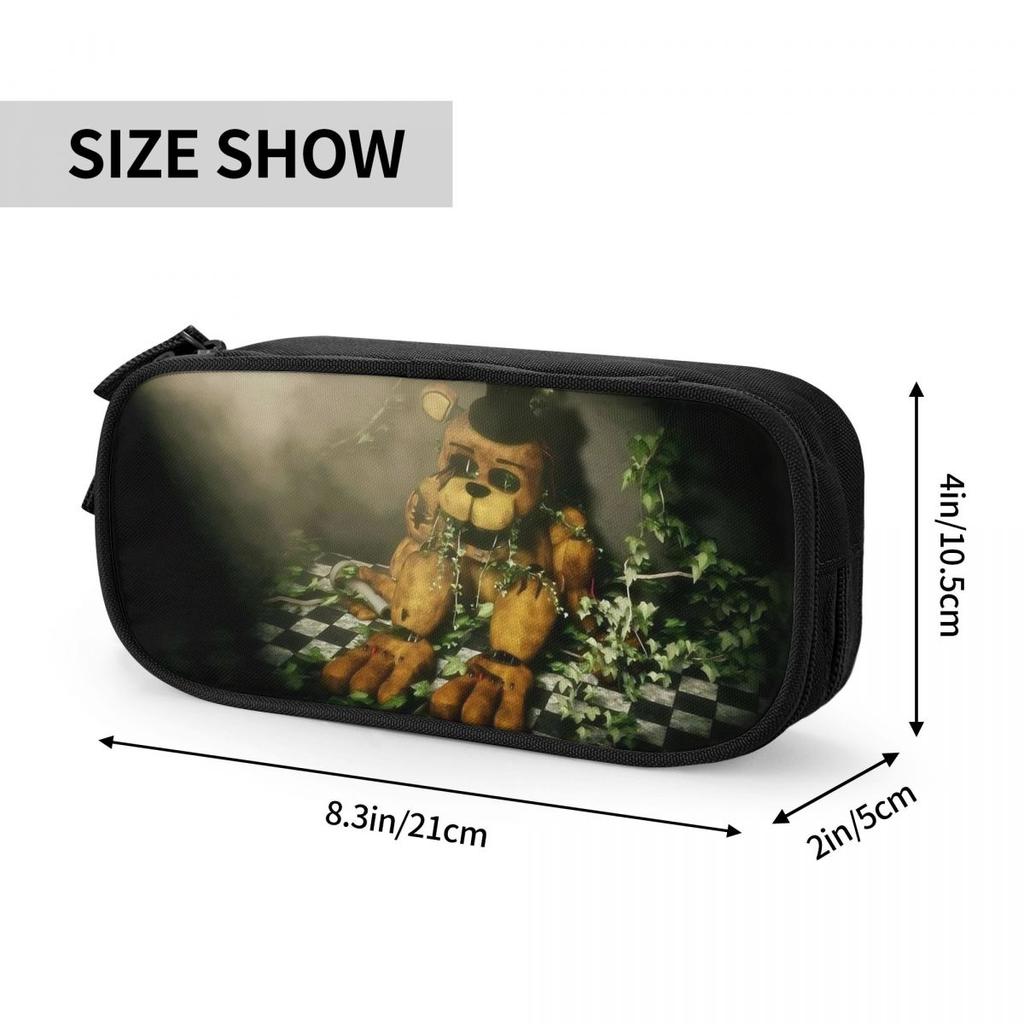 Large Capacity Pen Box Springtrap Fnaf Merch Double Layer Pencilcase Girl Makeup Bags Birthday Gift