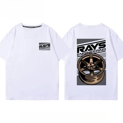 RA Wheel Rim TE37 Wheel Hub Modified Car Short Sleeve Men's and Women's Summer Cotton Japanese Versatile T-Shirt Tide Ins
