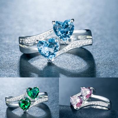 E-Commerce Zircon Double Heart Ring Women'S Popular Fashion Hand Jewelry