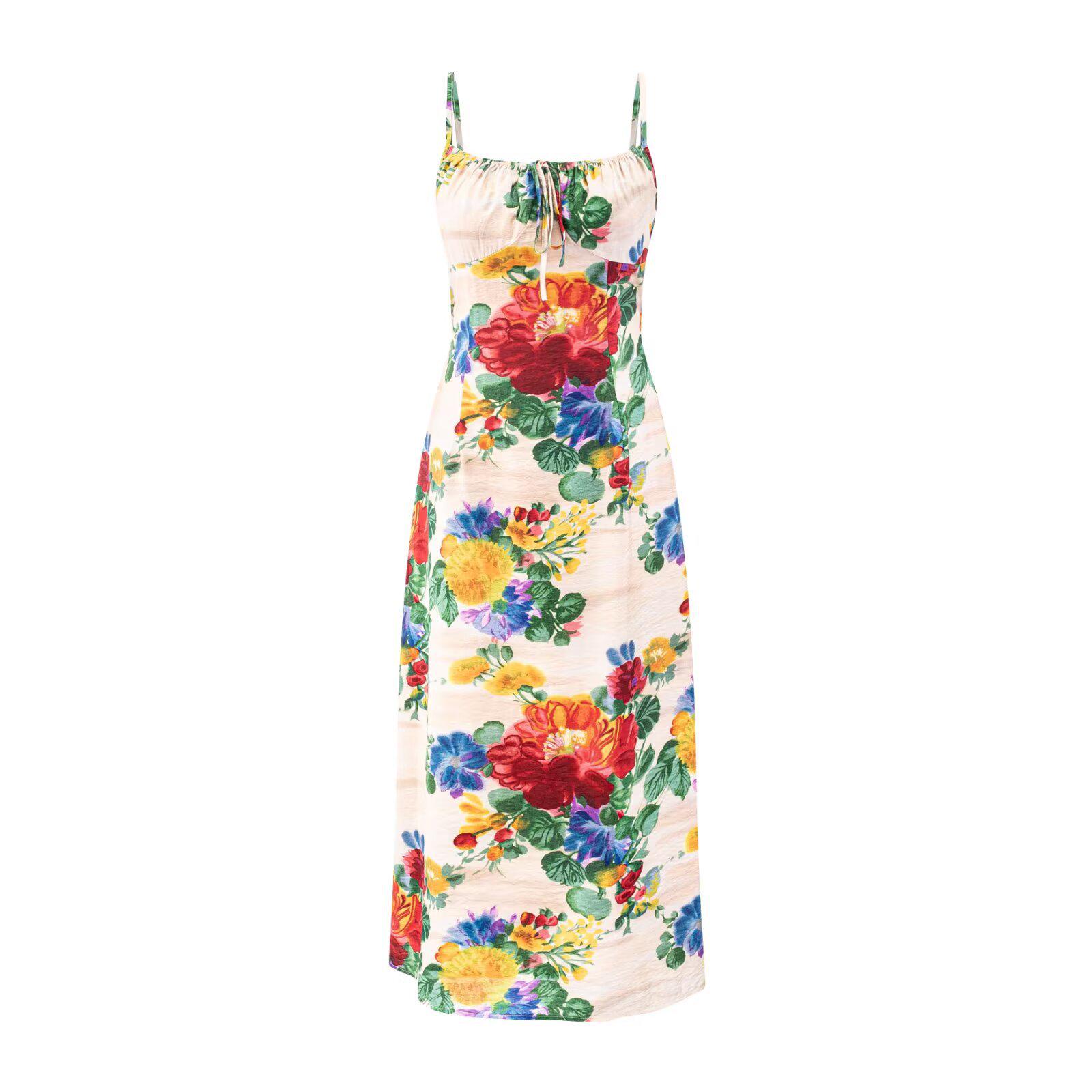 Spring 2026 French Retro Floral Sling Dress Large