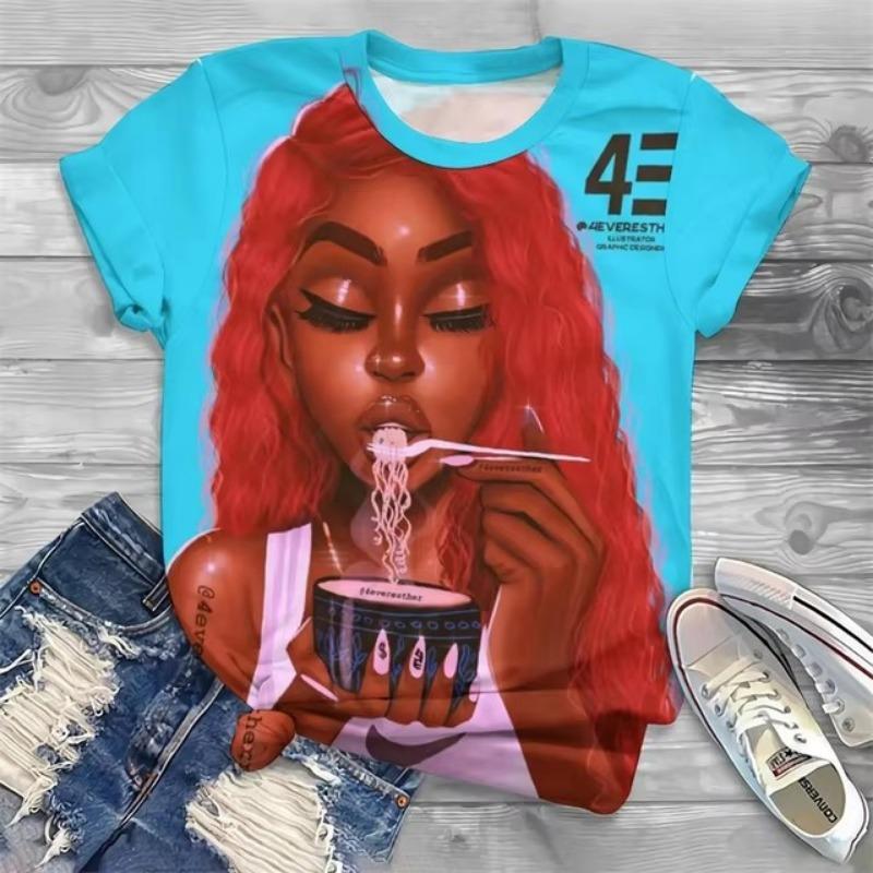 

Модные мужские и женские футболки уличная одежда африканские девушки 3D принт графические футболки женская одежда повседневная повседневная блузка с круглым вырезом 5XL