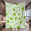 1pc Light Green Lime Leaf Subtle Fruit Repeat Print Flannel Blanket, Soft And Practical, Suitable for Blankets, Kid Bed Covers, Dormitory, Camping, It
