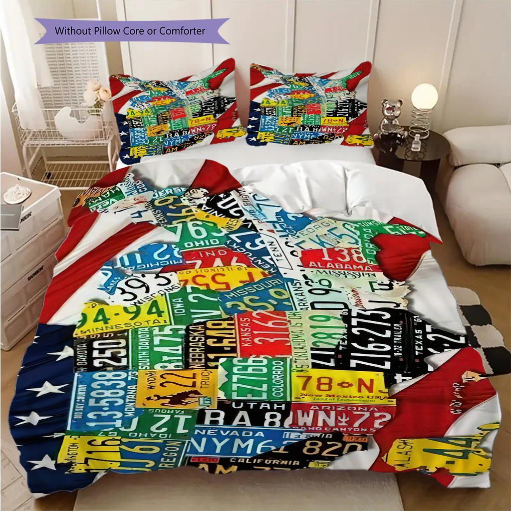 Artistic American Flag Bedding, Duvet Cover, Pillowcase, Home Decoration, Birthday Gift (1 * Duvet Cover+2 * Pillowcase, Coreless)