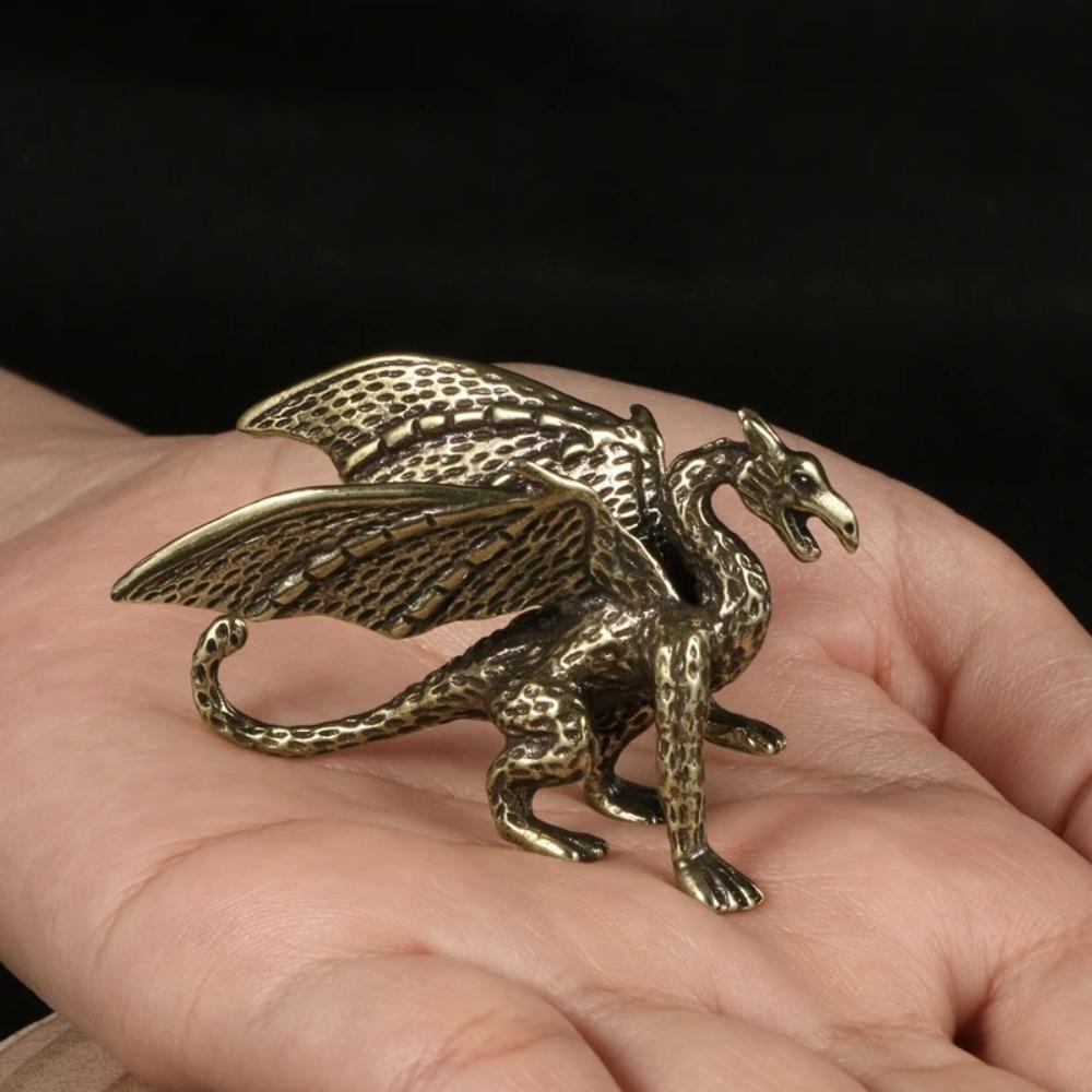 Solid Brass Pterosaur Statue Small Dragon Figurines  Home Desk Decorations