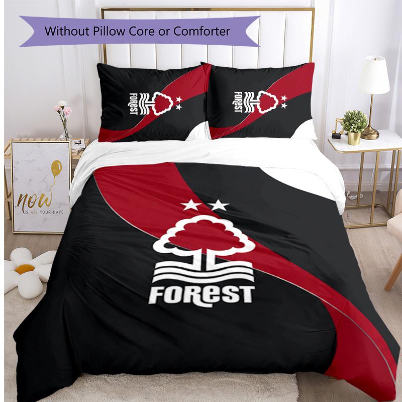 Set Lenzuola Stampato Nottingham Forest Football 3 Pezzi, Comodo Set Copripiumino per Camera da Letto Amico della Pelle