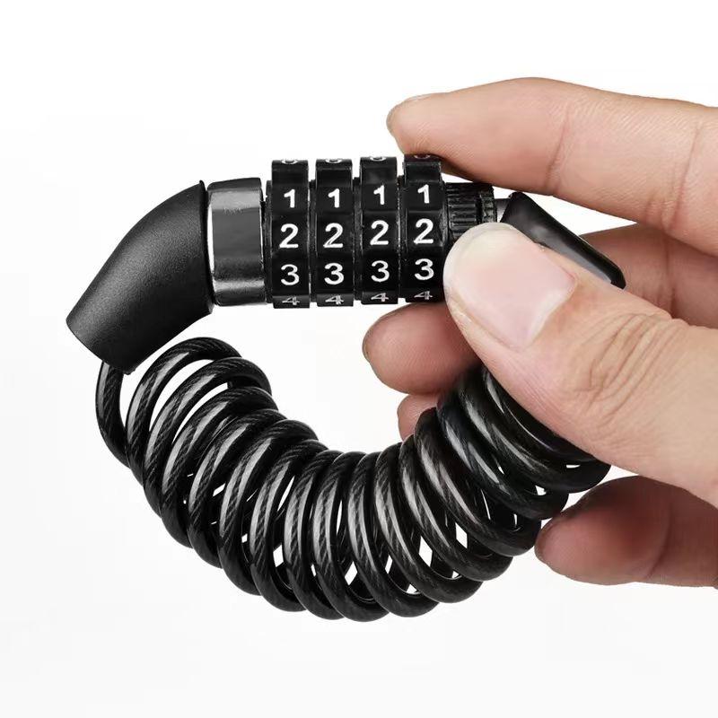 Bicycle Lock Bike Mini 4 Digit Password Lock Wire Mountain Bike Frame Durable Steel Wire Cable Helmet Locks Bicycle Accessories чёрный