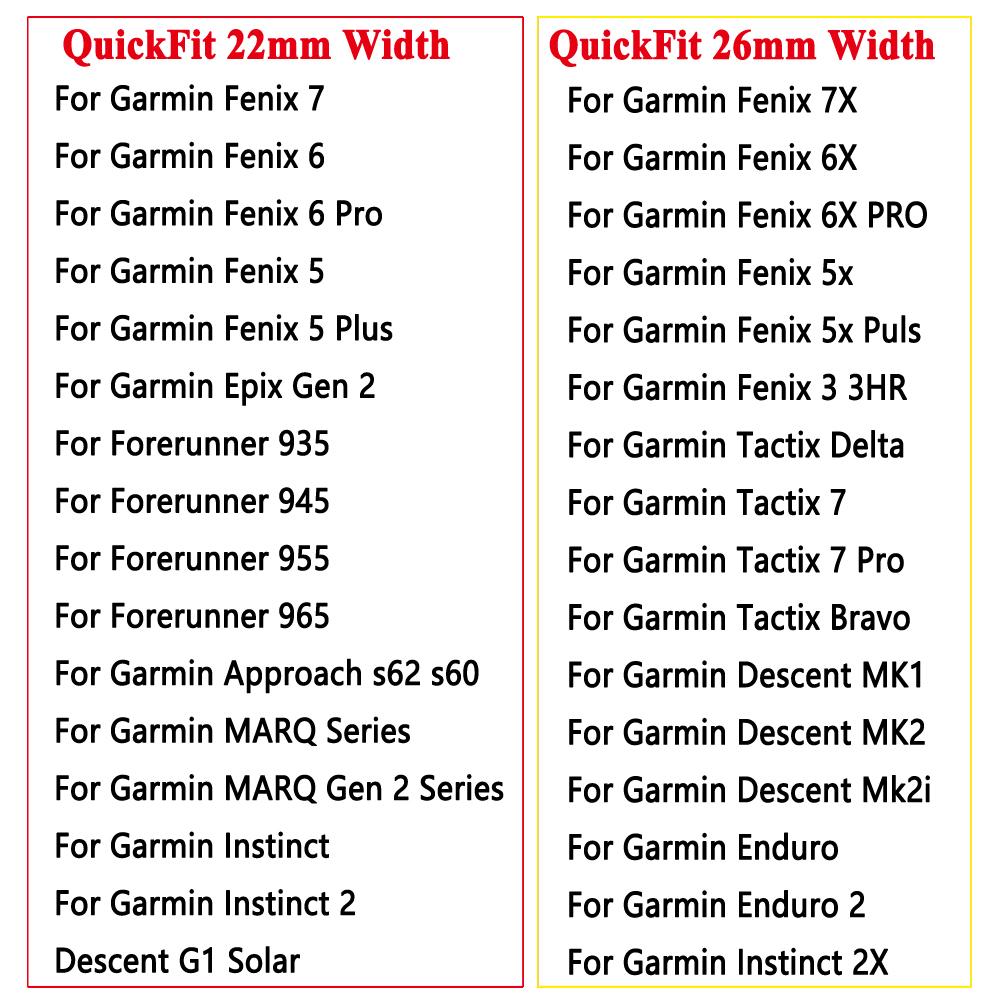 20 22 26mm Silicone Watchband Strap For Garmin Fenix 7 7X 7S 6X 6S 6Pro 5X 5Plus 3HR Smartwatch Bracelet QuickFit Wristband Belt