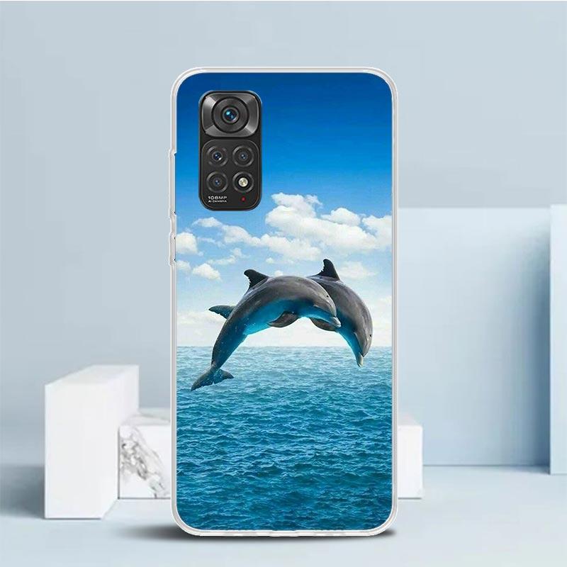 Ocean Animal Cute Dolphin Phone Case For Xiaomi Redmi Note 15 14 14S 13 12S 12 Pro Plus 11S 11 11T 11E 10S 10 + Soft TPU Back Co