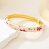 Colorful Vintage Cloisonne Bangle Peony with Leaf Traditional Chinese Flower Bangle Classic Ethnic Women's Hand Bracelet