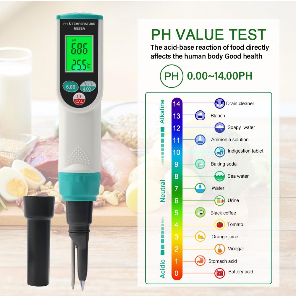 Yieryi Jídlo PH metr Vysoká přesnost PH tester Pro maso Sýr Těsto Čaj Klobása Džem Hydroponie S LCD displejem Kalibrační sada