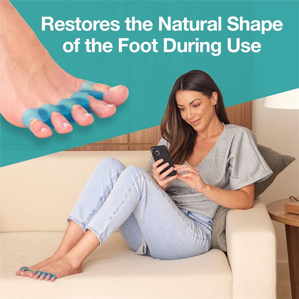 Silicone Toe Separators for Overlapping Toes & Hammer Toes, Ergonomic Toe Straightener for Yoga & Daily Relief, 1 Pair