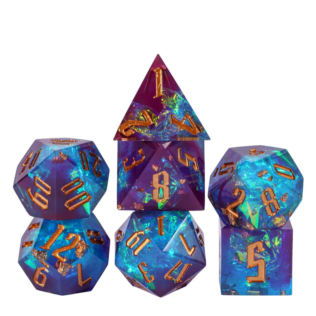 Cusdie Unique DND Dice Sharp Edges D4 D6 D8 D10 D% D12 D20 Polyhedral Dice Set for Dungeons&Dragons Tabletop Role Playing Games