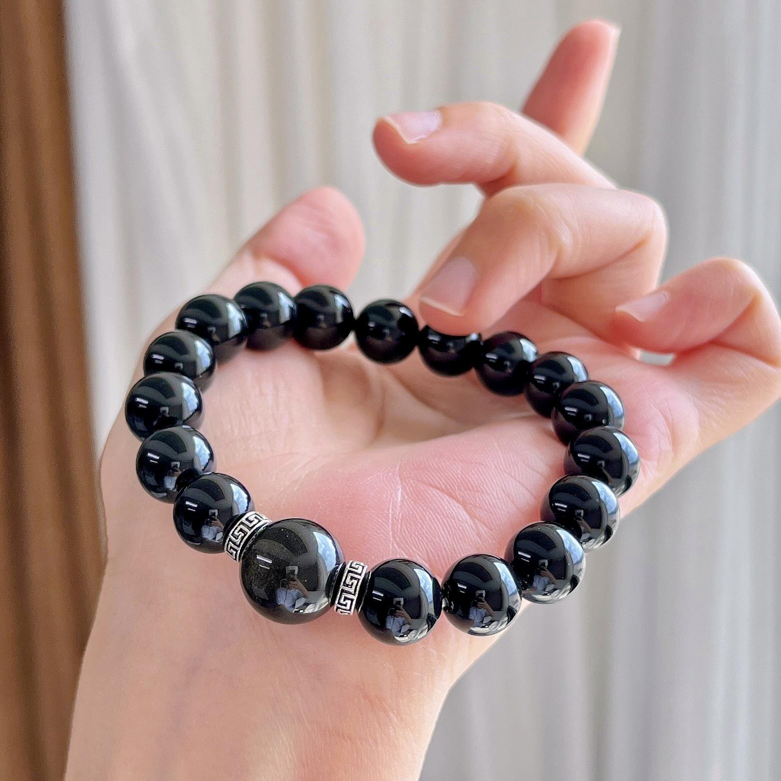 Autumn And Winter New Natural Black Agate Obsidian Bracelet Bracelet