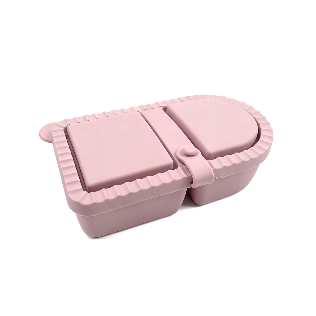 Portable Double Compartment Snacks Box Silicone Leak Proof Dishwasher Safe Food Container For Outdoor And Home Use