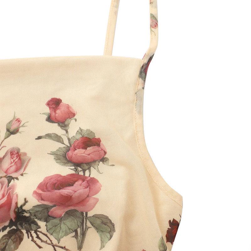 Spring/Summer French Style Rose Mesh Slip Dress